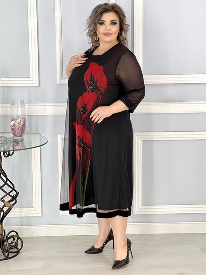 🔥🔥【Vânzare de lichidare 80%OFF】【S-5XL】rochie la modă și elegantă din șifon imprimat în stil nou