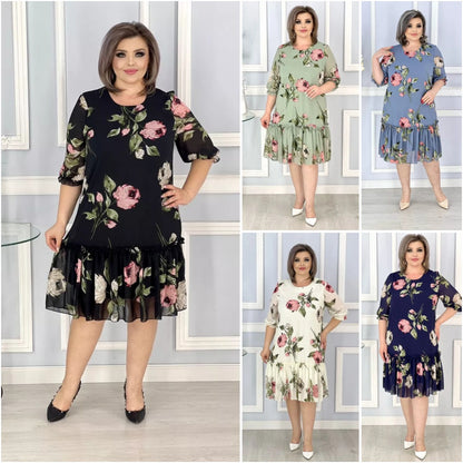 🔥🔥【Vânzare de lichidare 80%OFF】【S-5XL】2024 rochie din sifon noua cu jumatate de maneca cu maneci imbinate