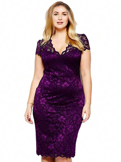 【S-5XL】2024 Noua Rochie Eleganta din Dantela Marime Plus