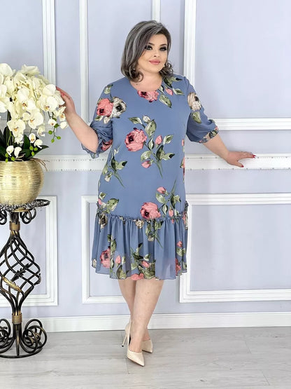 🔥🔥【Vânzare de lichidare 80%OFF】【S-5XL】2024 rochie din sifon noua cu jumatate de maneca cu maneci imbinate