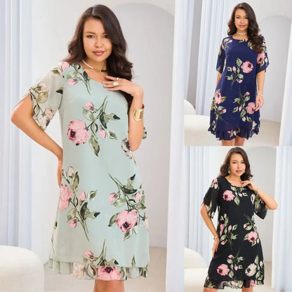 🔥🔥【Vânzare de lichidare 80%OFF】【S-5XL】2024 rochie din sifon noua cu jumatate de maneca cu maneci imbinate