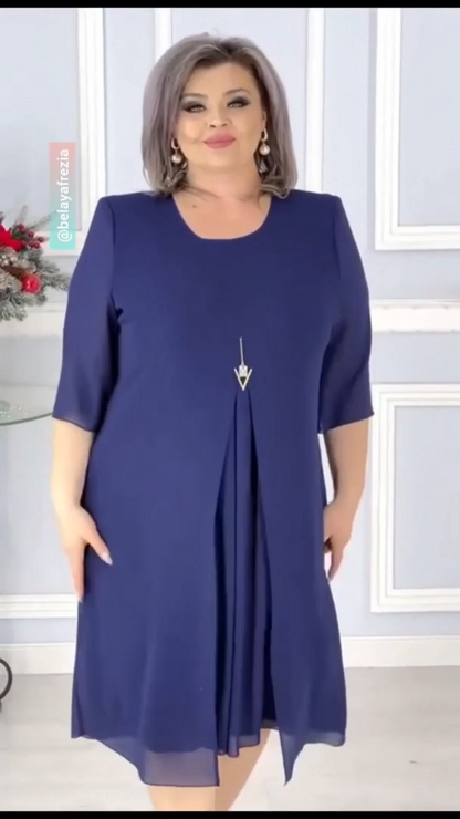 🔥【S-5XL】2024 Rochie simplă și colorată din șifon, confortabilă și la modă