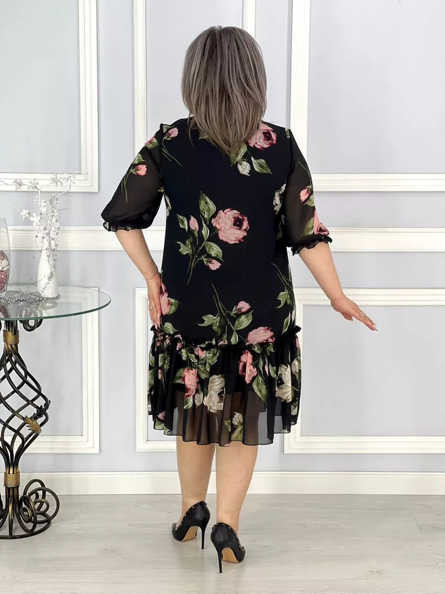 🔥🔥【Vânzare de lichidare 80%OFF】【S-5XL】2024 rochie din sifon noua cu jumatate de maneca cu maneci imbinate