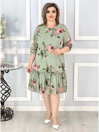 🔥🔥【Vânzare de lichidare 80%OFF】【S-5XL】2024 rochie din sifon noua cu jumatate de maneca cu maneci imbinate