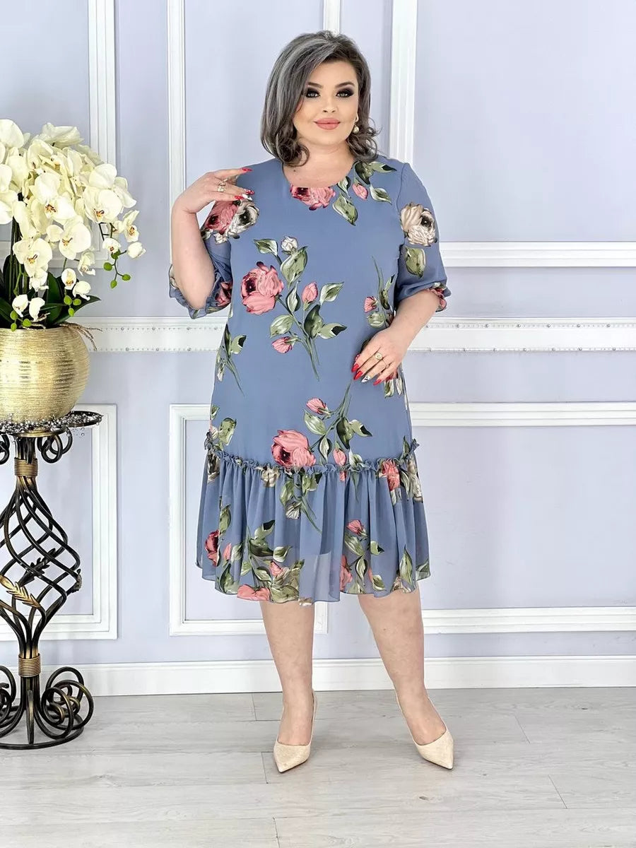 🔥🔥【Vânzare de lichidare 80%OFF】【S-5XL】2024 rochie din sifon noua cu jumatate de maneca cu maneci imbinate