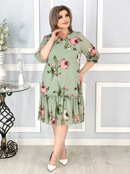 🔥🔥【Vânzare de lichidare 80%OFF】【S-5XL】2024 rochie din sifon noua cu jumatate de maneca cu maneci imbinate