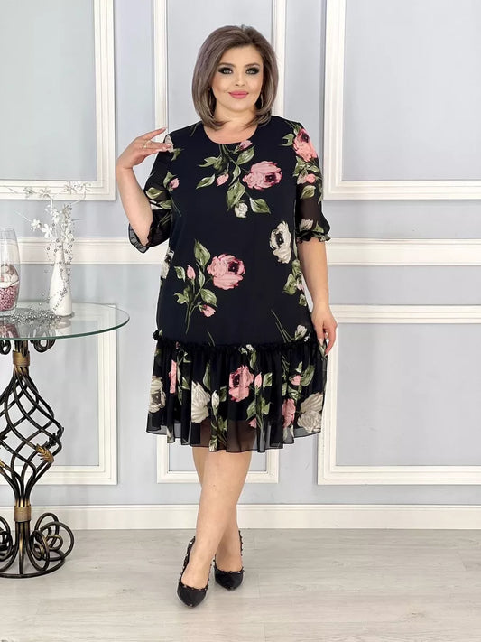 🔥🔥【Vânzare de lichidare 80%OFF】【S-5XL】2024 rochie din sifon noua cu jumatate de maneca cu maneci imbinate