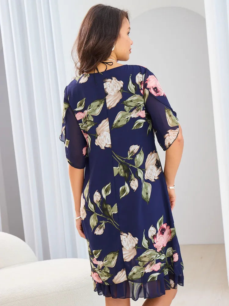 🔥🔥【Vânzare de lichidare 80%OFF】【S-5XL】2024 rochie din sifon noua cu jumatate de maneca cu maneci imbinate