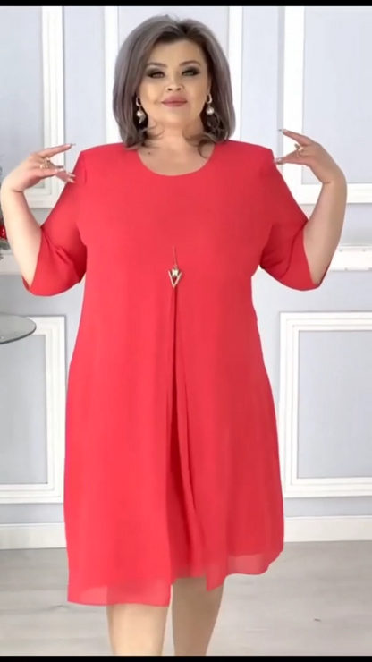 🔥【S-5XL】2024 Rochie simplă și colorată din șifon, confortabilă și la modă