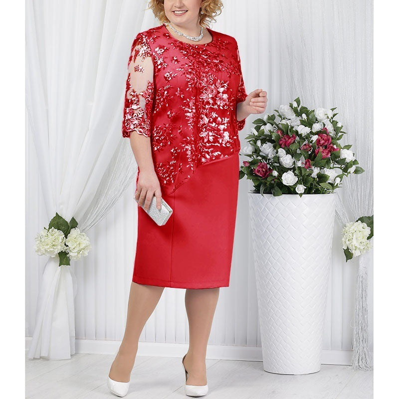 🔥🔥【Vânzare de lichidare 80%OFF】S-5XL】2024 rochie formală elegantă cu cusături din dantelă în stil nou