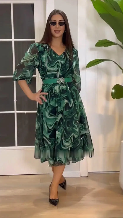 【S-5XL】2024 noua rochie eleganta din sifon verde