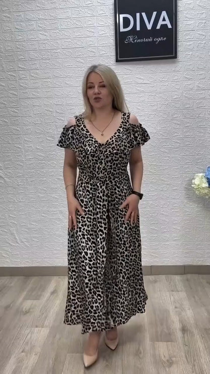 💟【S-5XL】👗💟2024 noua rochie confortabila de vara cu imprimeu leopard