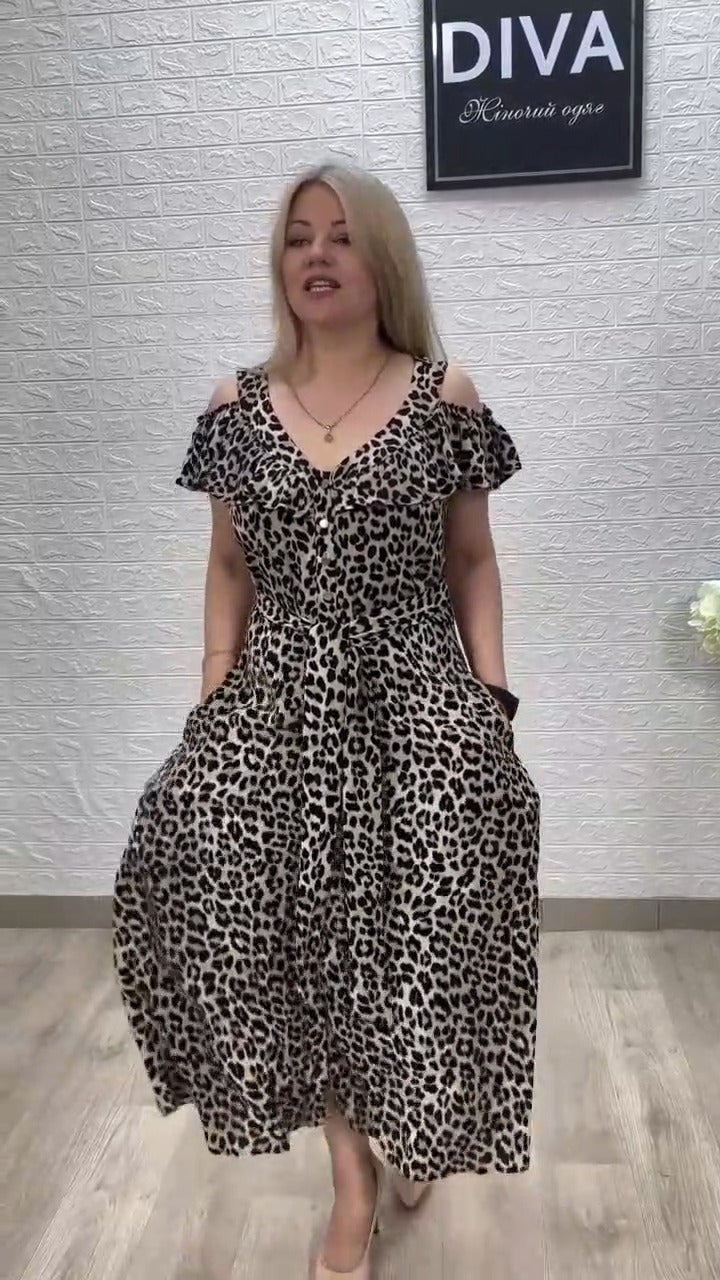 💟【S-5XL】👗💟2024 noua rochie confortabila de vara cu imprimeu leopard