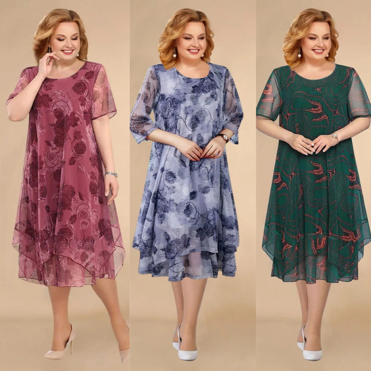 🔥🔥【Vânzare de lichidare 80%OFF】【S-5XL】2024 noua rochie florala din sifon de vara