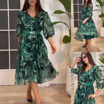 【S-5XL】2024 noua rochie eleganta din sifon verde