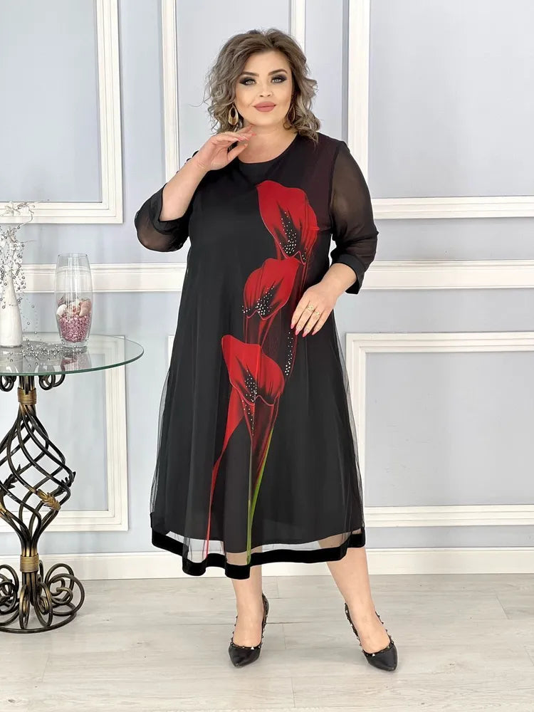 🔥🔥【Vânzare de lichidare 80%OFF】【S-5XL】rochie la modă și elegantă din șifon imprimat în stil nou