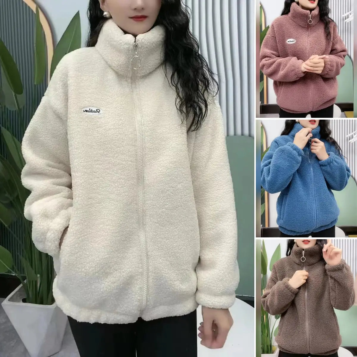 【M-4XL】Jachetă de iarnă fleece, jachetă de bumbac, geacă de bumbac îngroșată din lână de miel, jachetă caldă