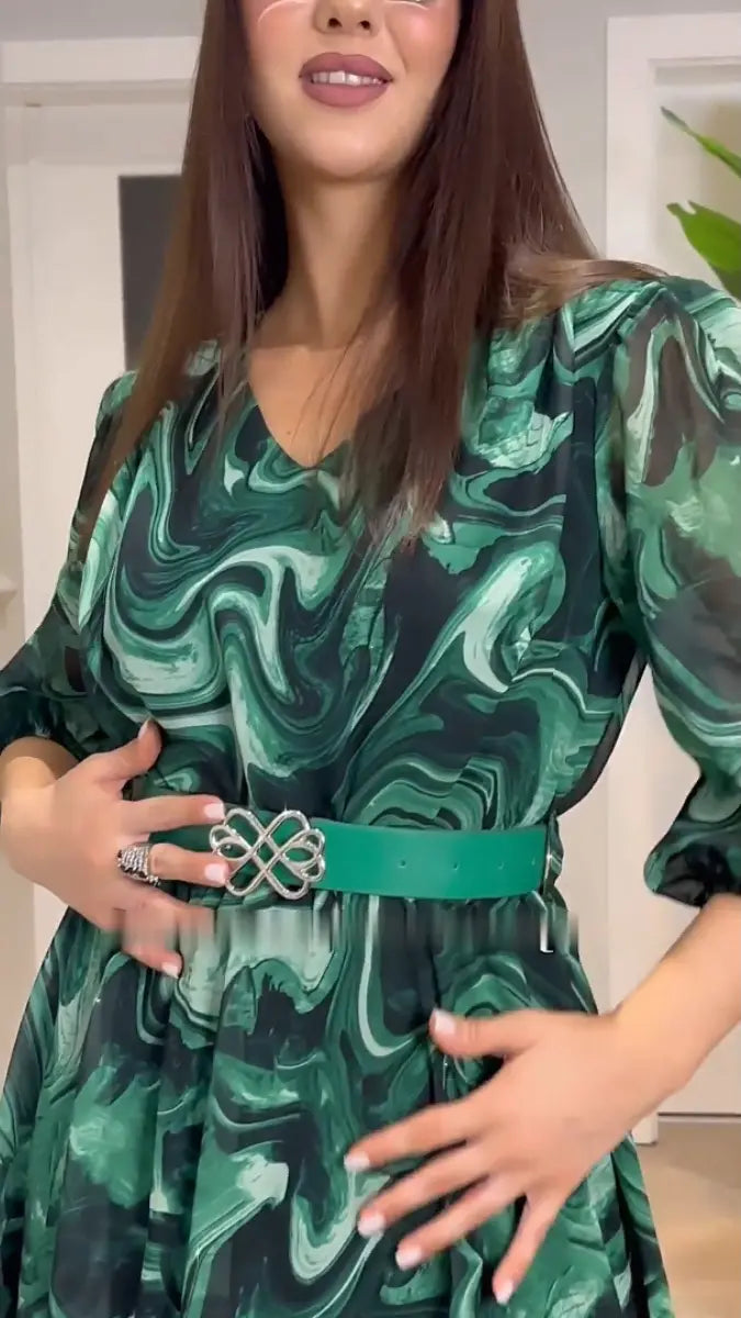 【S-5XL】2024 noua rochie eleganta din sifon verde