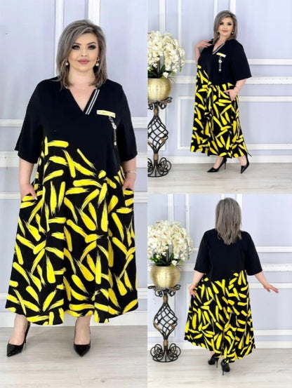 【50%OFF】【S-5XL】2024 nou stil de vară, mărime mare, rochie subțire lejeră pentru femei