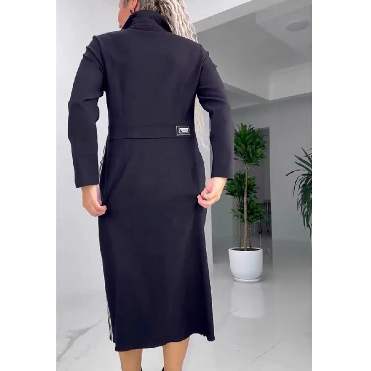 【S-5XL】2024, noua rochie de toamna casual, culoare solida, cu maneca lunga