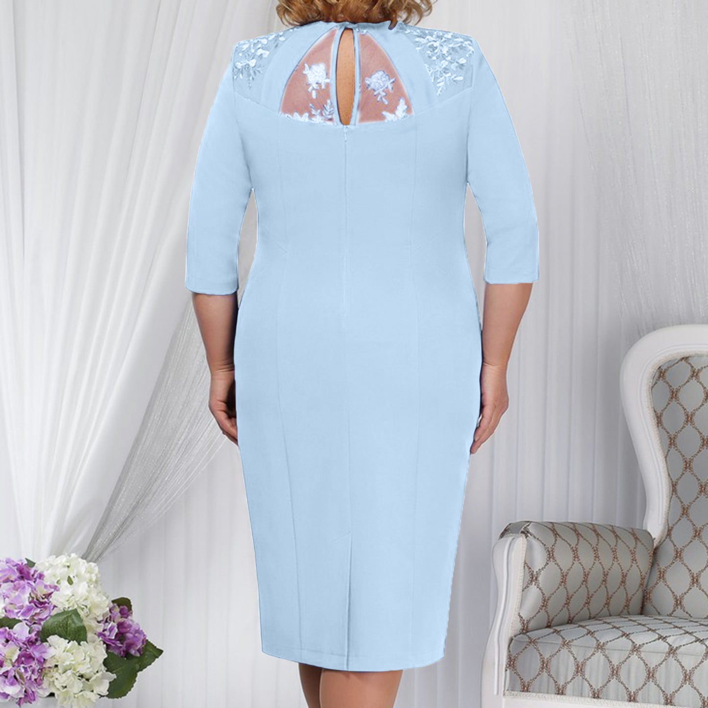 【S-5XL】2024 rochie elegantă din două piese imitație de dantelă stil nou