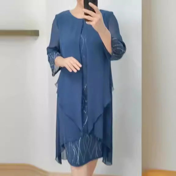 【S-5XL】 2024 rochie de slăbire din șifon cu îmbinare la modă nouă