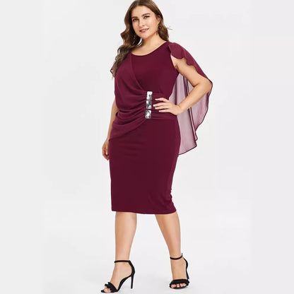 【50%OFF】【XL-5XL】2024 noua rochie de marime plus sifon cu maneca scurta si gât rotund