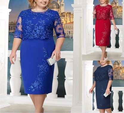 【S-5XL】2024 rochie noua din doua piese din dantela plus size