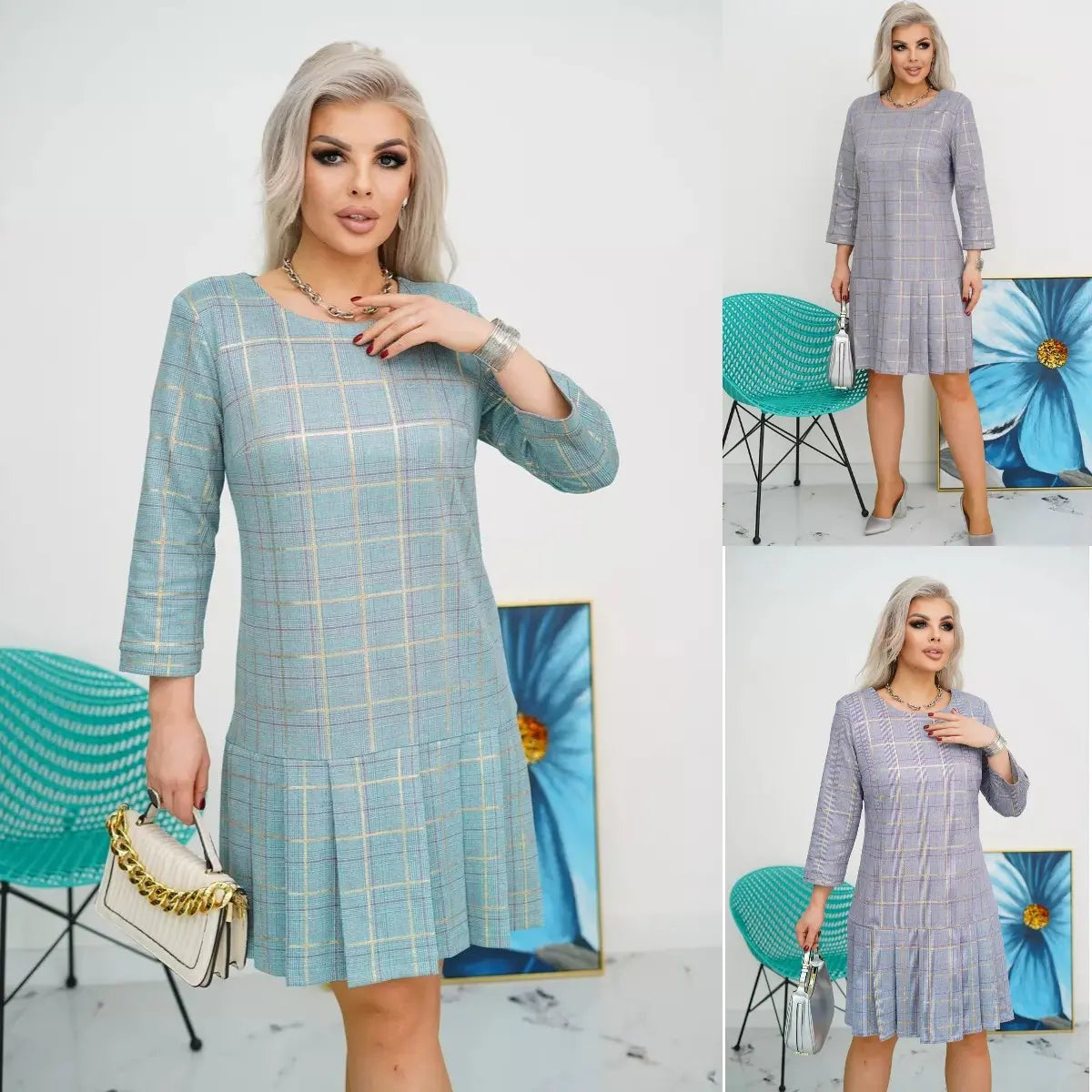 💜💚【S-5XL】Rochie plisată la modă de înaltă calitate